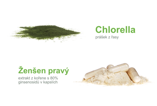 Potravinové doplňka Chlorella a Zelený ječmen