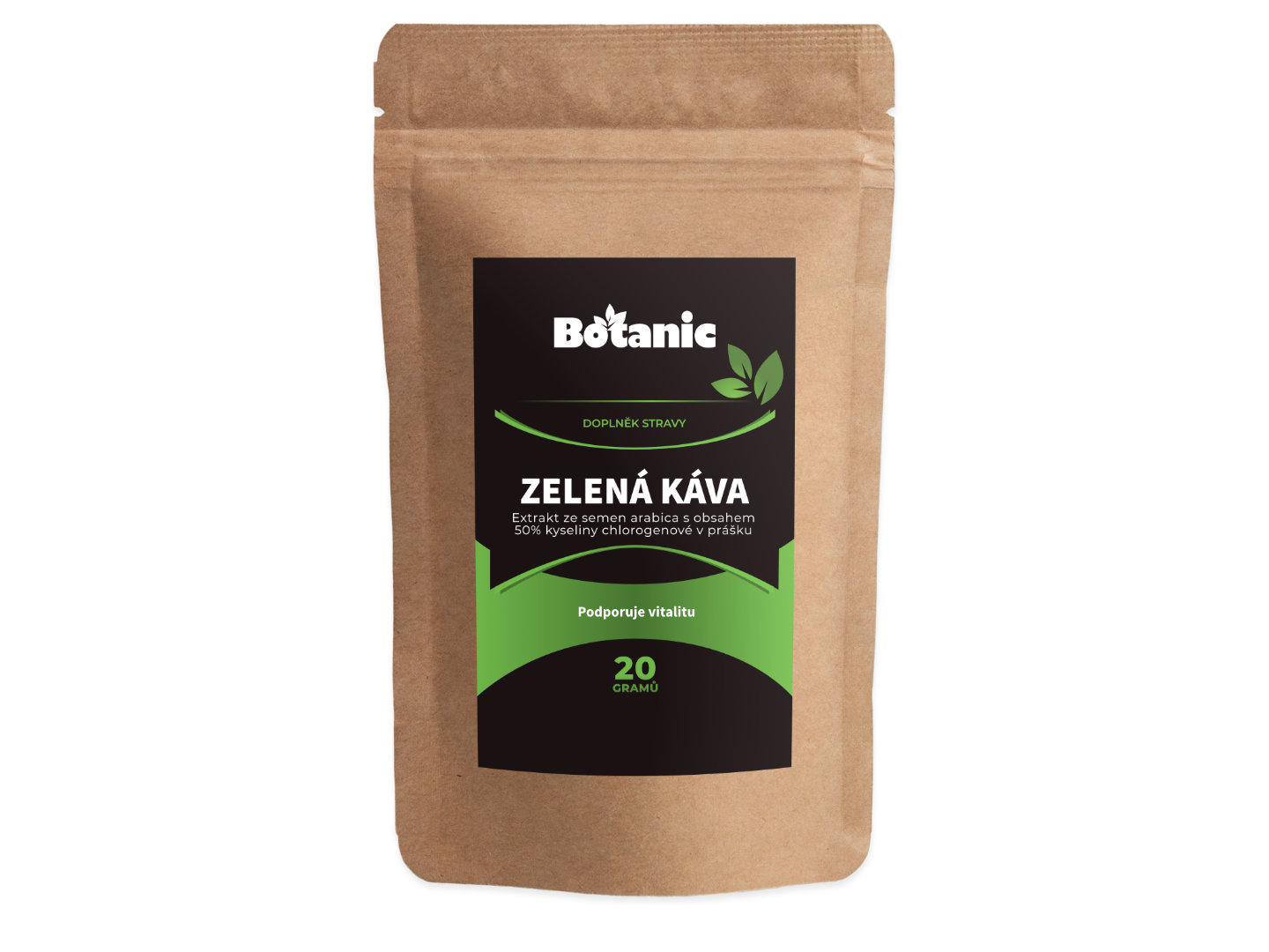 Botanic Zelená káva - Extrakt ze semen arabica s obsahem 50% kyseliny chlorogenové v prášku 20g