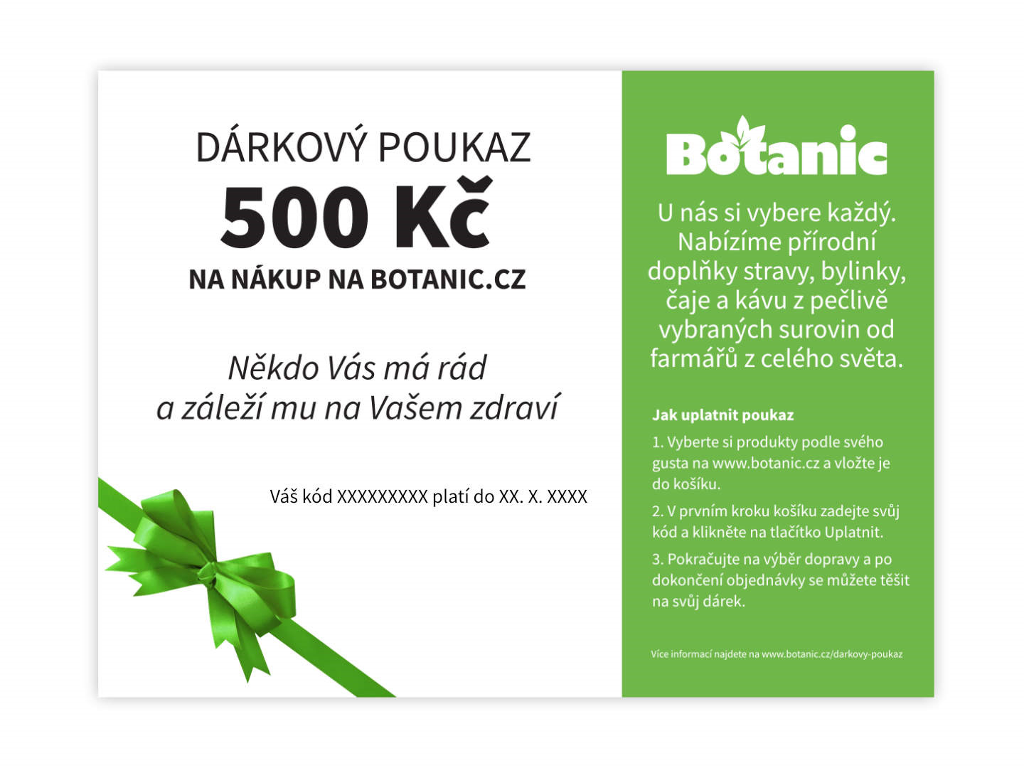 Botanic Dárkový poukaz Botanic elektronický Hodnota - 500 Kč