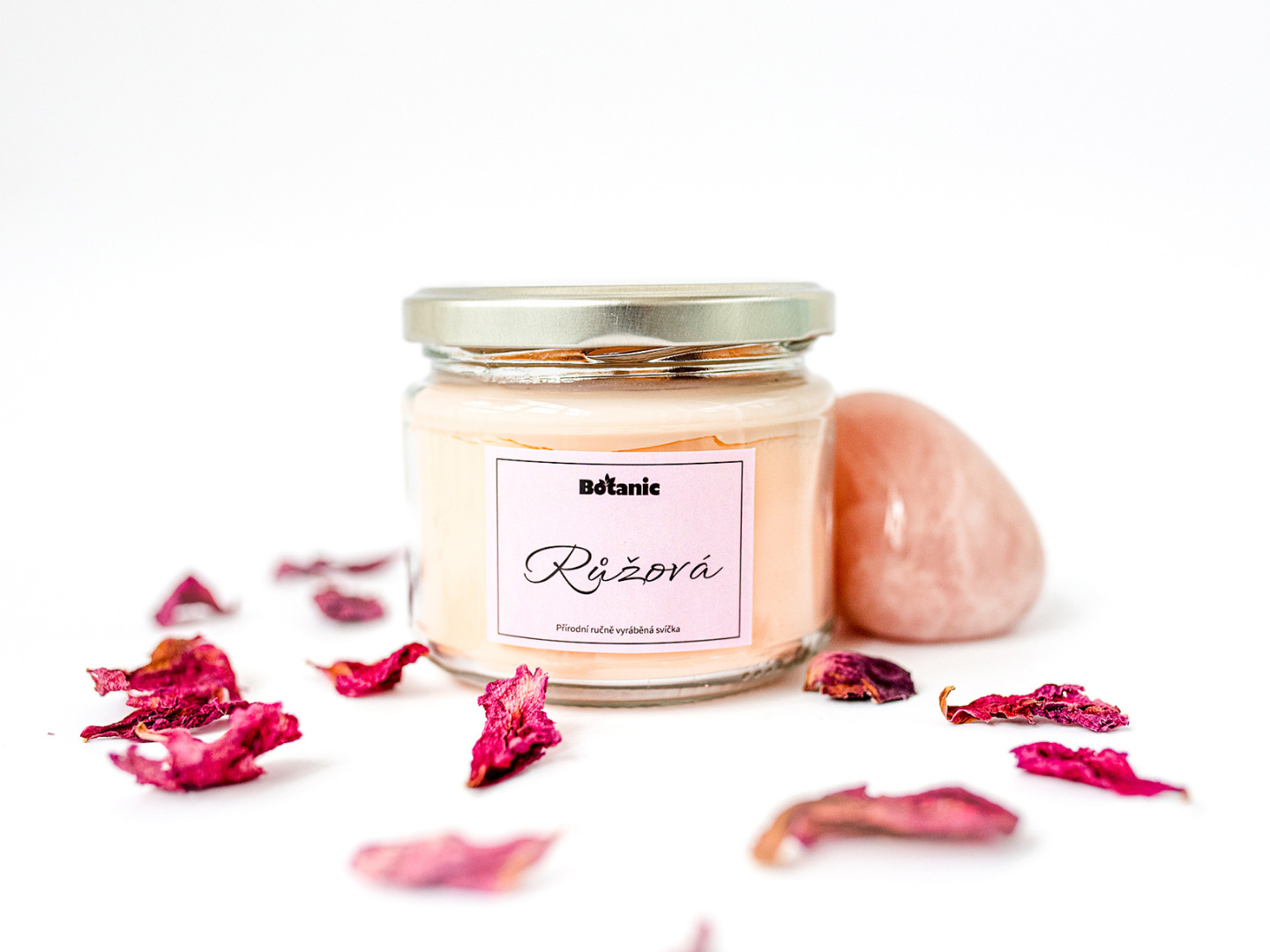 Botanic Růžová svíčka - Zdobená aromatizovaná 1ks