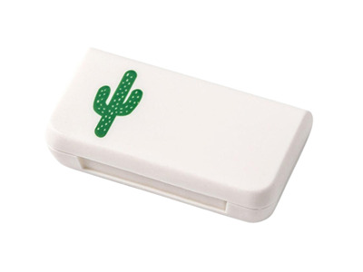 Zásobník na kapsle - Bílý s kaktusem, 3 boxy